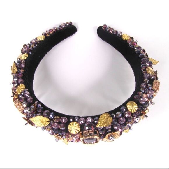 AMANDA II Rhinestones Alloy Headband AMETHYST - PURPLE COLOR - Picture 1 of 7